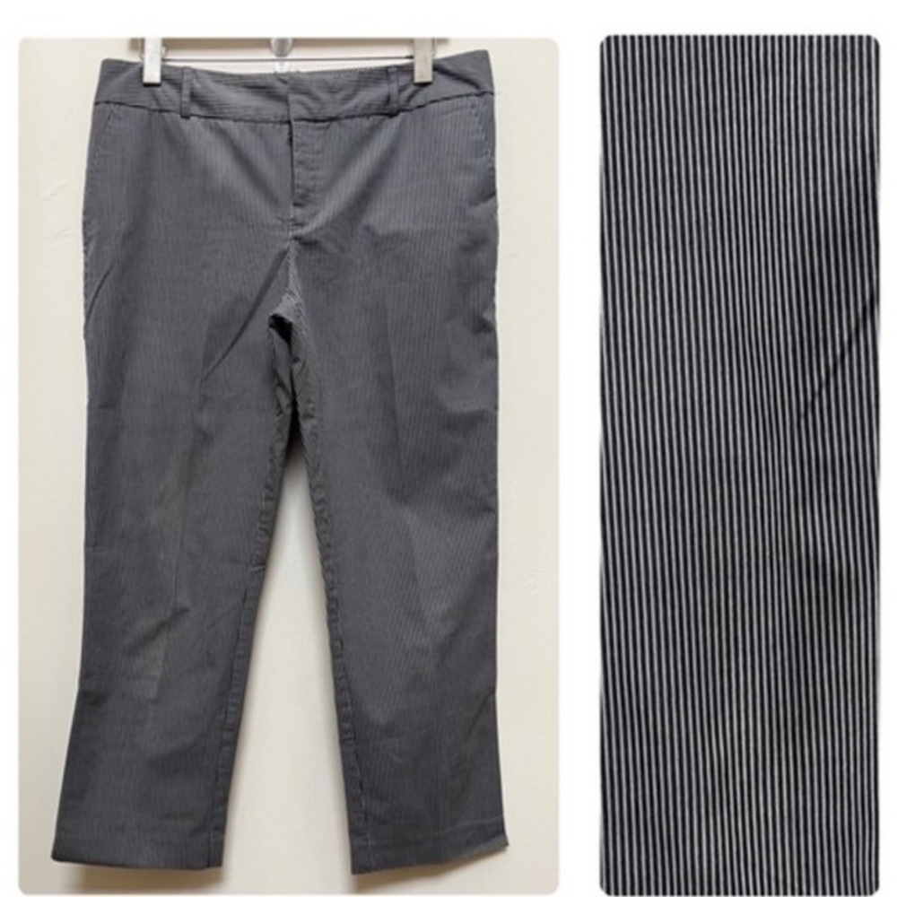 Norma Kamali Black Grey Stripe Pixie Ankle Pants